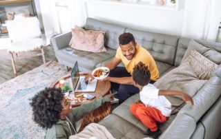 family at home relaxing